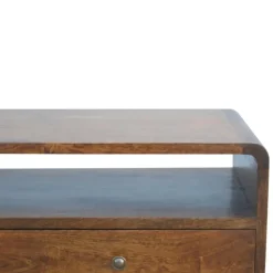 Gebogen Kastanje Sidetable met Open Sleuf