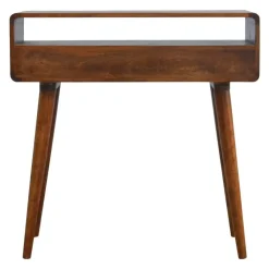 Gebogen Kastanje Sidetable met Open Sleuf