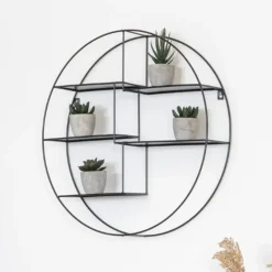 Genk Zwart Wandplank - Staal Ø47x10 cm