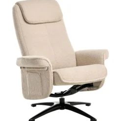 GERAS - Relaxfauteuil met voetenbank - Beige - Bouclé