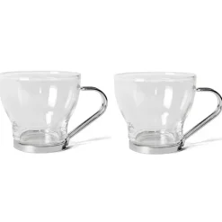 Gerimport theeglazen set - 6x stuks - 170 ml - RVS - oor/handvat