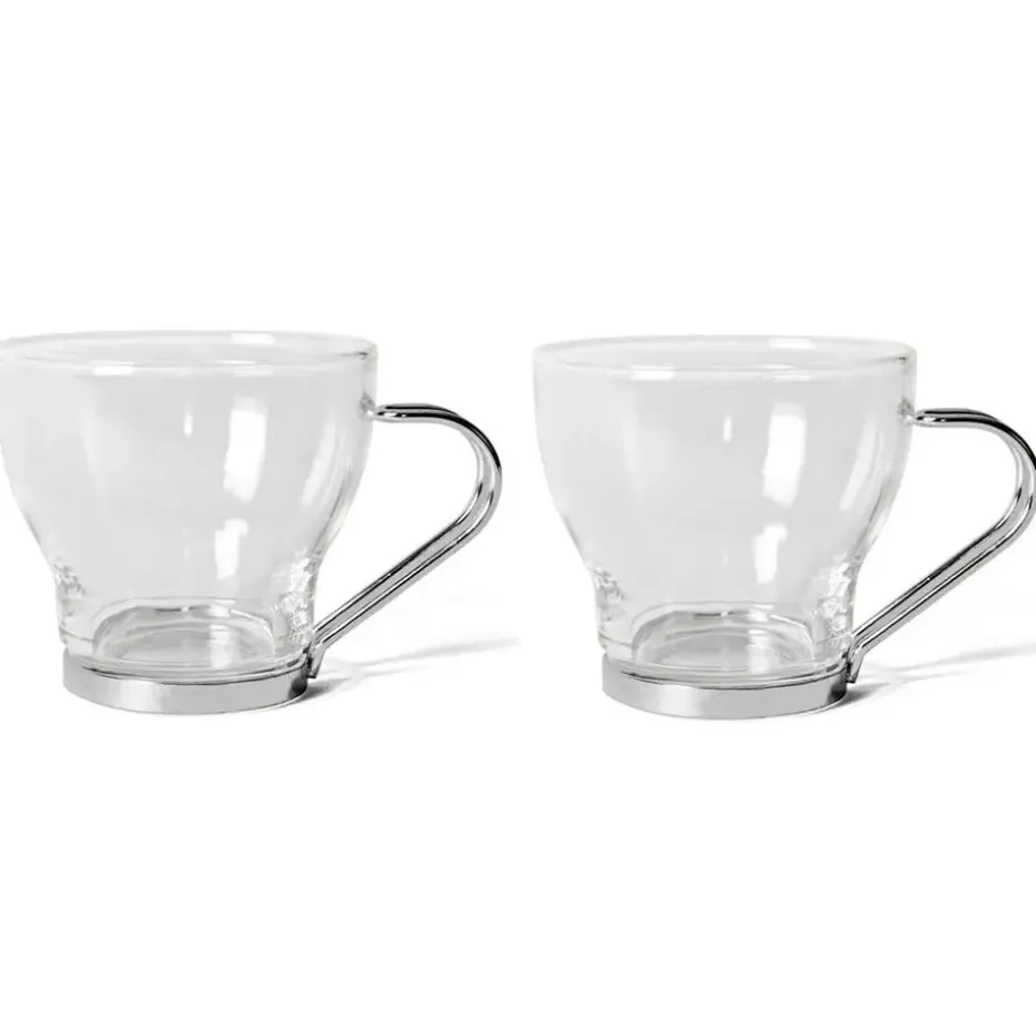 Gerimport theeglazen set - 6x stuks - 170 ml - RVS - oor/handvat