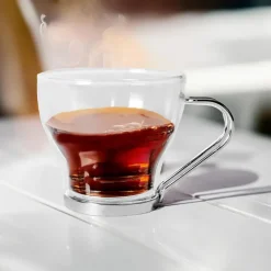 Gerimport theeglazen set - 6x stuks - 170 ml - RVS - oor/handvat