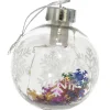 Gerimport Verlichte kerstbal -sneeuwvlok confetti -8cm -kunststof