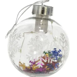 Gerimport Verlichte kerstbal -sneeuwvlok confetti -8cm -kunststof