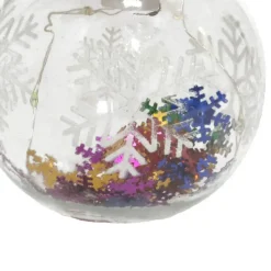 Gerimport Verlichte kerstbal -sneeuwvlok confetti -8cm -kunststof