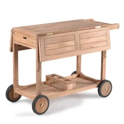 Gescova Bijzettafel met wieltjes Clifton - 105 x 91 x 78 cm - Teakhout