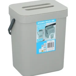Gft afvalbakje voor aanrecht - 5L - grijs - 24 x 19 x 14 cm