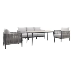 GI Diamo stoel/bank lounge-diningset (4-delig) - Carbon Black/Zand