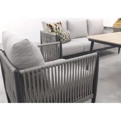 GI Diamo stoel/bank lounge-diningset (4-delig) - Carbon Black/Zand