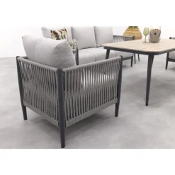 GI Diamo stoel/bank lounge-diningset (4-delig) - Carbon Black/Zand