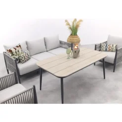 GI Diamo stoel/bank lounge-diningset (4-delig) - Carbon Black/Zand