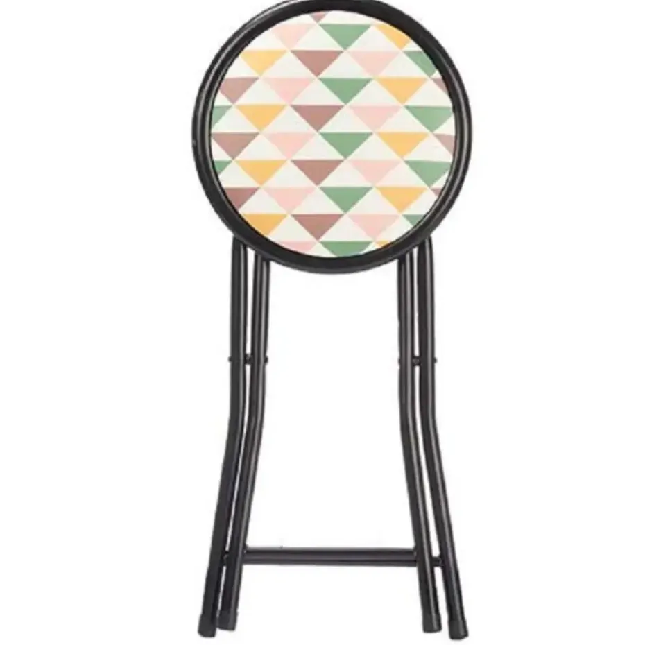 Giftdecor Bijzet krukje/stoel - Opvouwbaar - zwart/patroon - 45cm