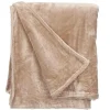 Giftdecor Fleece deken/plaid - beige - polyester - 130 x 160 cm