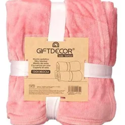 Giftdecor Fleece plaid - roze - polyester - 130 x 160 cm