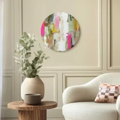 Glasschilderij Abstracte harmonie - Ø 50cm - Bont