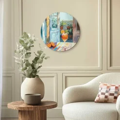 Glasschilderij Aperol in de zon - Ø 50cm - Bont