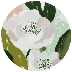 Glasschilderij Bloemen - Ø 70cm - Wit