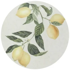 Glasschilderij Citroentak - Ø 70cm - Geel
