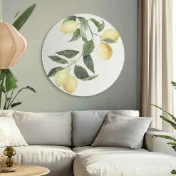 Glasschilderij Citroentak - Ø 70cm - Geel