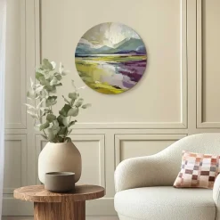 Glasschilderij Geschilderd landschap - Ø 50cm - Groen