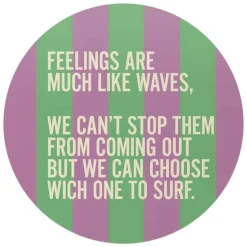 Glasschilderij Gevoelens zijn als golven - Ø 70cm - Paars