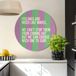 Glasschilderij Gevoelens zijn als golven - Ø 70cm - Paars