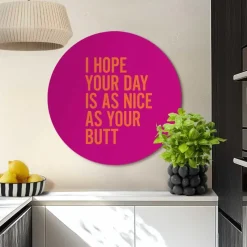 Glasschilderij Have a nice day - Ø 70cm - Roze