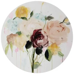 Glasschilderij Herfstboeket II - Ø 70cm - Beige