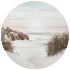 Glasschilderij Horizon aan het strand - Ø 70cm - Beige