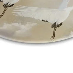 Glasschilderij Kraanvogels onder de maan - Ø 50cm - Beige