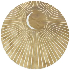 Glasschilderij Maan - Ø 50cm - Goudkleurig