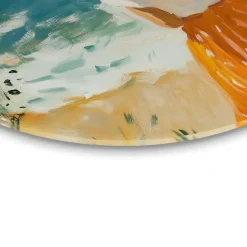 Glasschilderij Meisje met parasol - Ø 70cm - Oranje