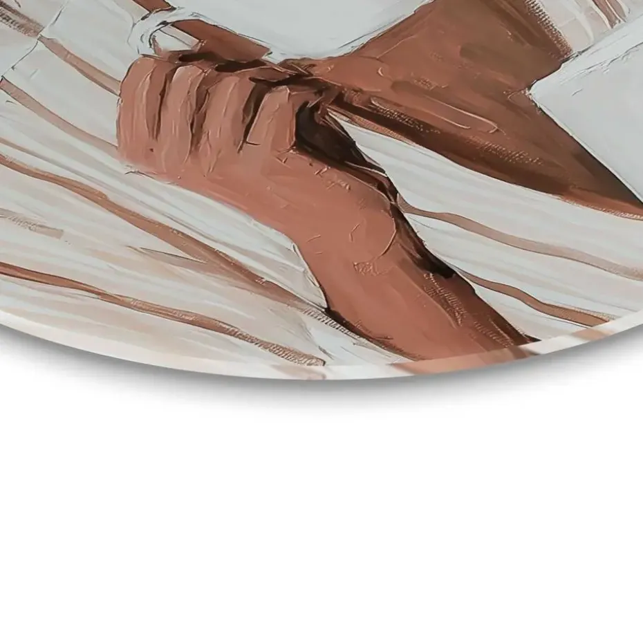 Glasschilderij Ochtendkoffie met een Boek II - Ø 50cm - Beige