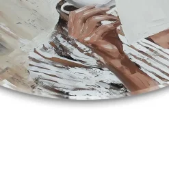 Glasschilderij Ochtendkoffie met een Boek I - Ø 70cm - Beige