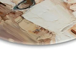 Glasschilderij Ochtendkoffie - Ø 70cm - Beige