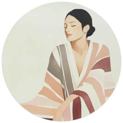 Glasschilderij Rustige elegantie - Ø 70cm - Beige