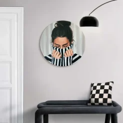 Glasschilderij Rustige sfeer - Ø 50cm - Zwart-Wit