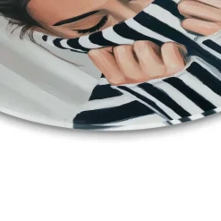 Glasschilderij Rustige sfeer - Ø 50cm - Zwart-Wit