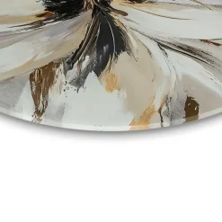 Glasschilderij Stijlvolle bloem - Ø 50cm - Beige