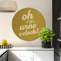 Glasschilderij Tijd voor wijn - Ø 70cm - Geel