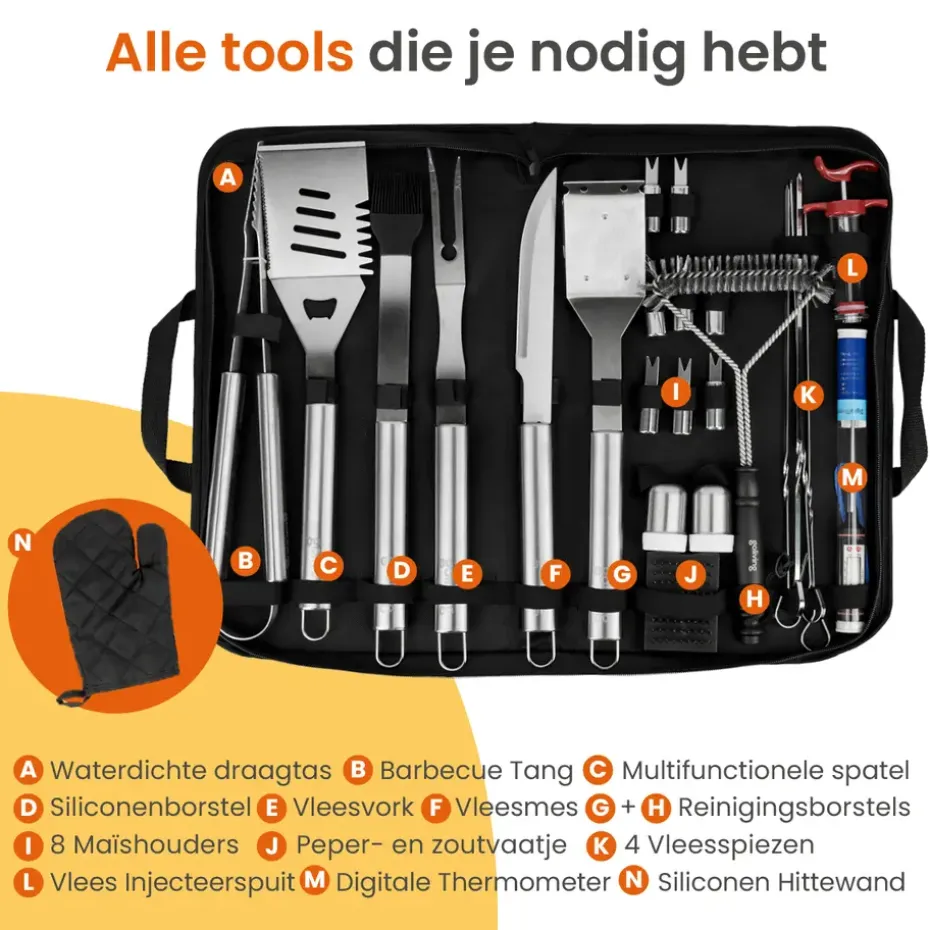 Goliving Barbecue Accessoireset - BBQ Gereedschap - 25 Barbecue Accessoires