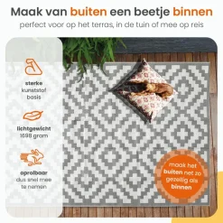 Goliving Buitenkleed Summer Diamond - 183x290CM - Draagtas - Grijs/Wit