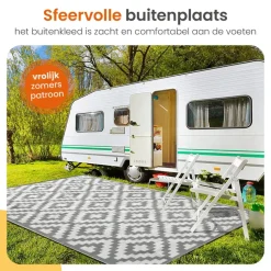 Goliving Buitenkleed Summer Diamond - 183x290CM - Draagtas - Grijs/Wit