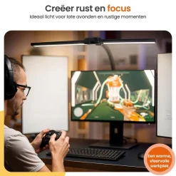 Goliving Bureaulamp met Klem - 78 CM - LED Dimbaar - Touch Bediening
