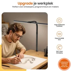 Goliving Bureaulamp met Klem - 78 CM - LED Dimbaar - Touch Bediening