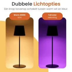 Goliving Chroma Tafellamp Oplaadbaar – Draadloos en Dimbaar – Touch – Nachtlamp