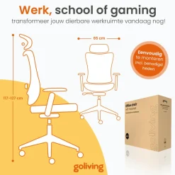 Goliving Ergonomische Bureaustoel - Kantoorstoel - Volwassenen - Zwart