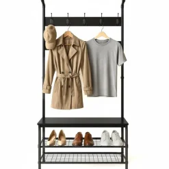 Goliving Kapstok - Garderoberek - Schoenenrek - Staand - XL - Zwart Hout