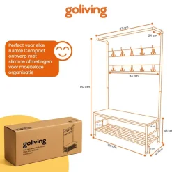 Goliving Kapstok - Garderoberek - Schoenenrek - Staand - XL - Zwart Hout